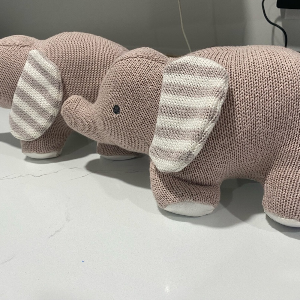Lolli Knitted Elephant Book ends  - Pink and White